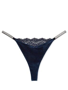 Victorias Secret Dream Angels Shine Strap Velvet Thong (L) NWT